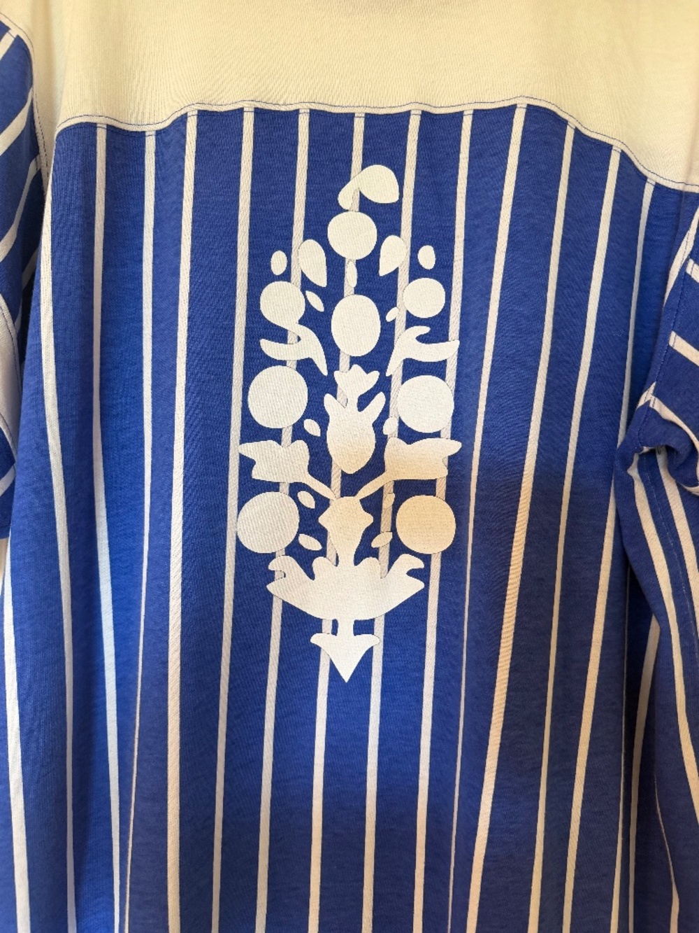 FREE PEOPLE Stanley Cambridge Jersey Tee - Size XS - Blue and White Stripe Logo - Picture 7 of 7